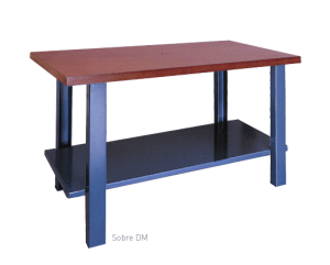 Mesa de taller con estructura metálica y sobre DM