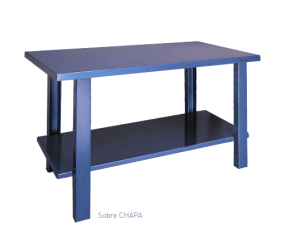 Mesa de taller con estructura metálica y sobre de chapa