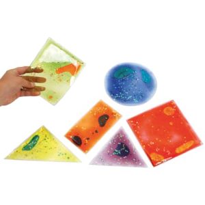 Formas geométricas con gel y brillo