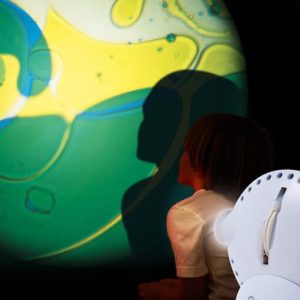 Space ProYector: Proyector de Lámparas de Lava Con Disco Azul y Amarillo