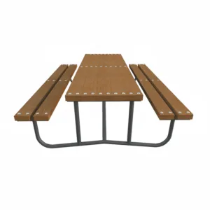 Mesa con bancos de acabado rústico