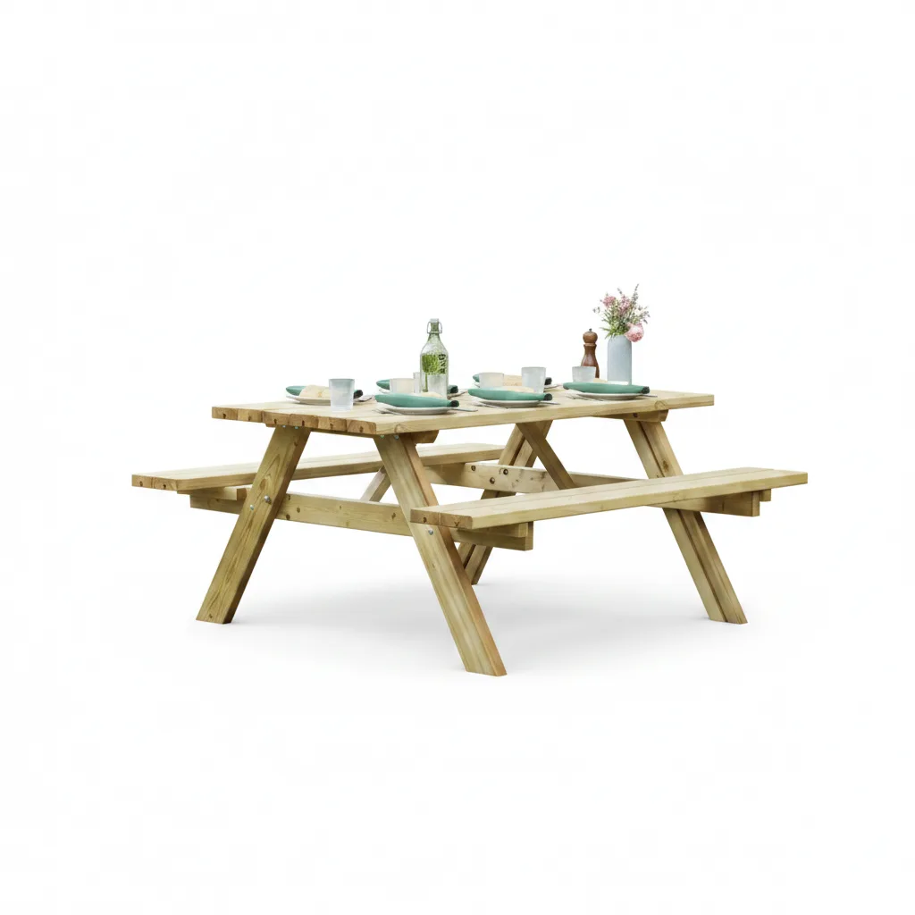 Mesa de picnic en madera de pino - Imagen 2