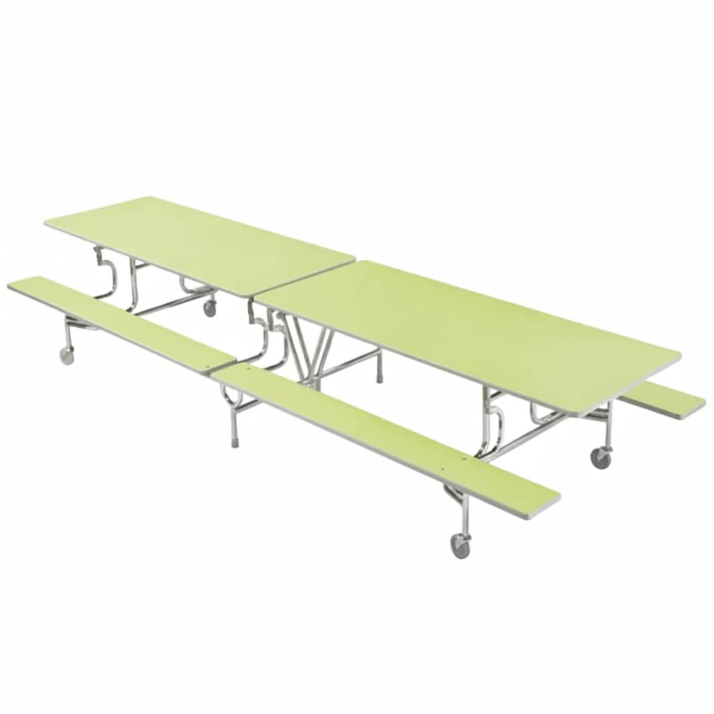 Mesa plegable móvil con bancos