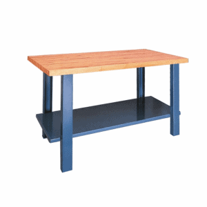Mesa de taller con estructura de chapa y sobre madera