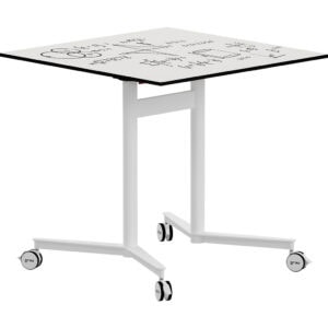 Mesa rotulable TEAM SQ cuadrada, abatible con ruedas